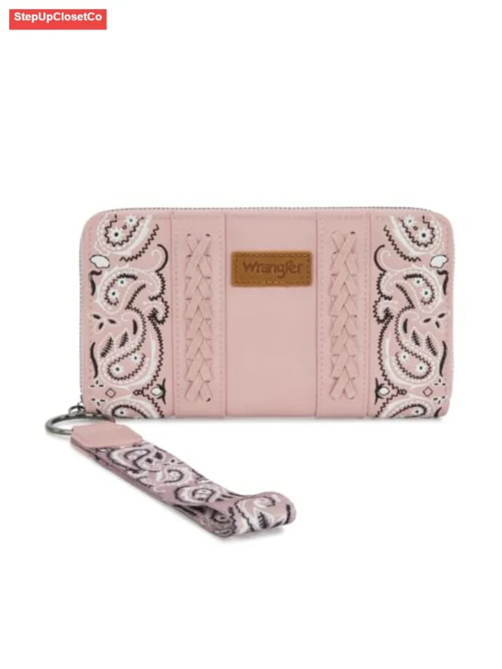 Faux Leather Wristlet Wallet RFID Blocking Zip Around Clutch